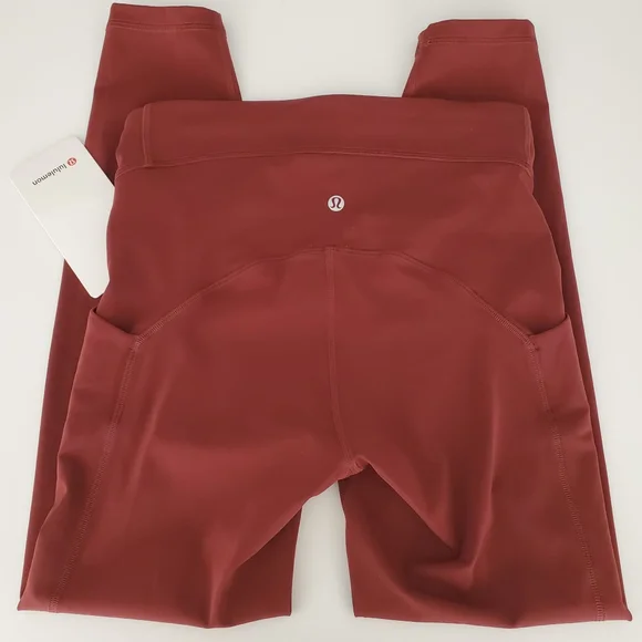 nwt Lululemon Power Thru 25" High Rise Dark Brown Tights